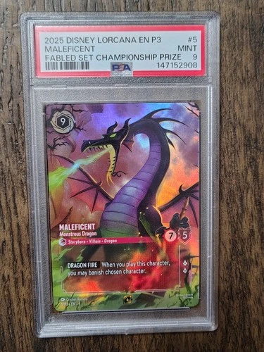 2025 Lorcana Maleficent Monstrous Dragon Fabled Championship Prize PSA 9 FOIL