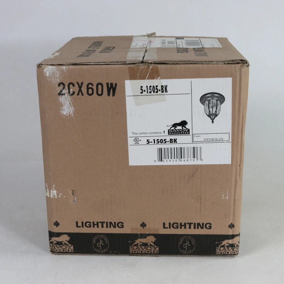 Lámpara de techo exterior Savoy House Tudor 2 luces en negro 5-1505-BK Foto 2 de 4