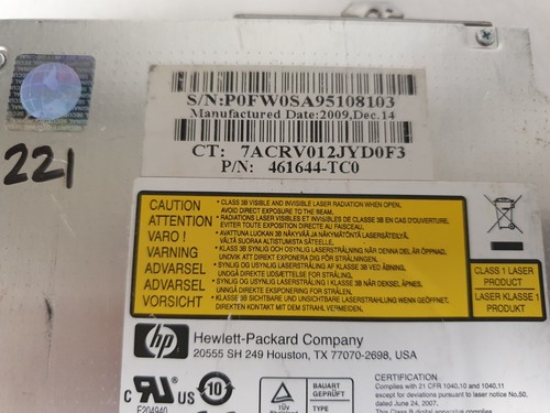 HP DVD Rewriter DDU820S, DVD SATA, SIN BISEL UNIVERSAL D221 - Imagen 2 de 5