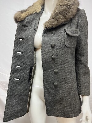 Women's Vintage 60s 70s William Frohman Gray Wool Fur Collar