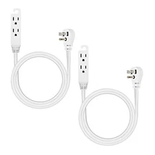 DEWENWILS 2 Pack 3 Ft Extension Cord with Flat Plug,, 16 AWG SJTW SPT-3 Cord