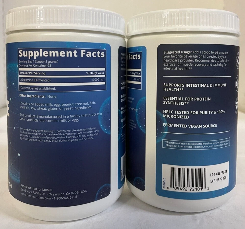 Paquete de 2 MRM L-Glutamina 325 Recuperación - 11,5 OZ Polvo - Exp 05/25 Foto 2 de 2
