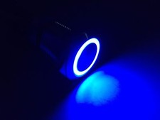Marine Car SS304 Blue LED 12V 5A Flush Light Auto ON-OFF Push Switch Ring Button