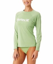 NWT Hurley Women's Light Green Long Sleeve Rashguard UPF50 Crewneck