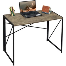 Interior Elements Modern Folding Desk For Home Office, Light Brown Oak, 39"
