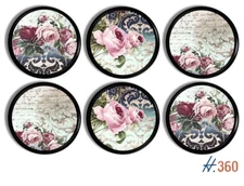 Pink Black Gothic Cabinet Knobs Dark Victorain Vintage Rose Floral Drawer Pulls
