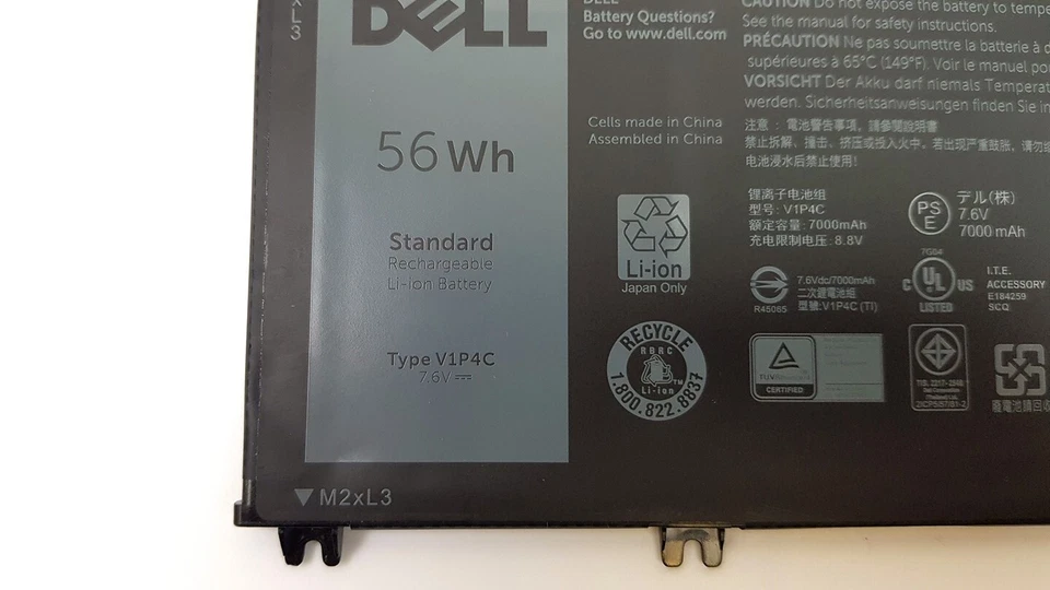 Batería de iones de litio OEM Dell Chromebook 13 3380 7,6 V 7000 mAh 56 Wh FMXMT tipo V1P4C Foto 2 de 4