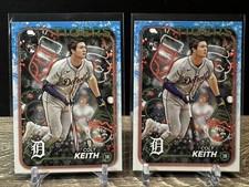 2024 TOPPS HOLIDAY COLT KEITH RC SP  IMAGE VARIATION CANDY CANE BAT, BASE TIGERS