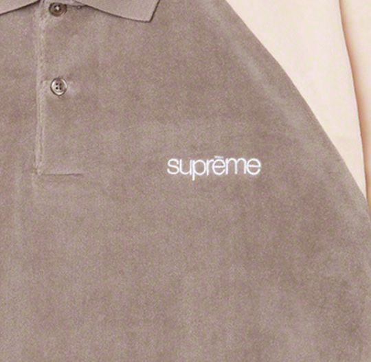 Supreme Paneled Velour L/S Polo Light Brown Size Small FW22 Supreme Paneled Velour L/S Polo Light Brown Size Small FW22