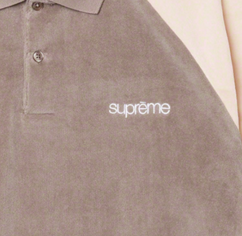 Supreme Paneled Velour L/S Polo Light Brown Size Small FW22