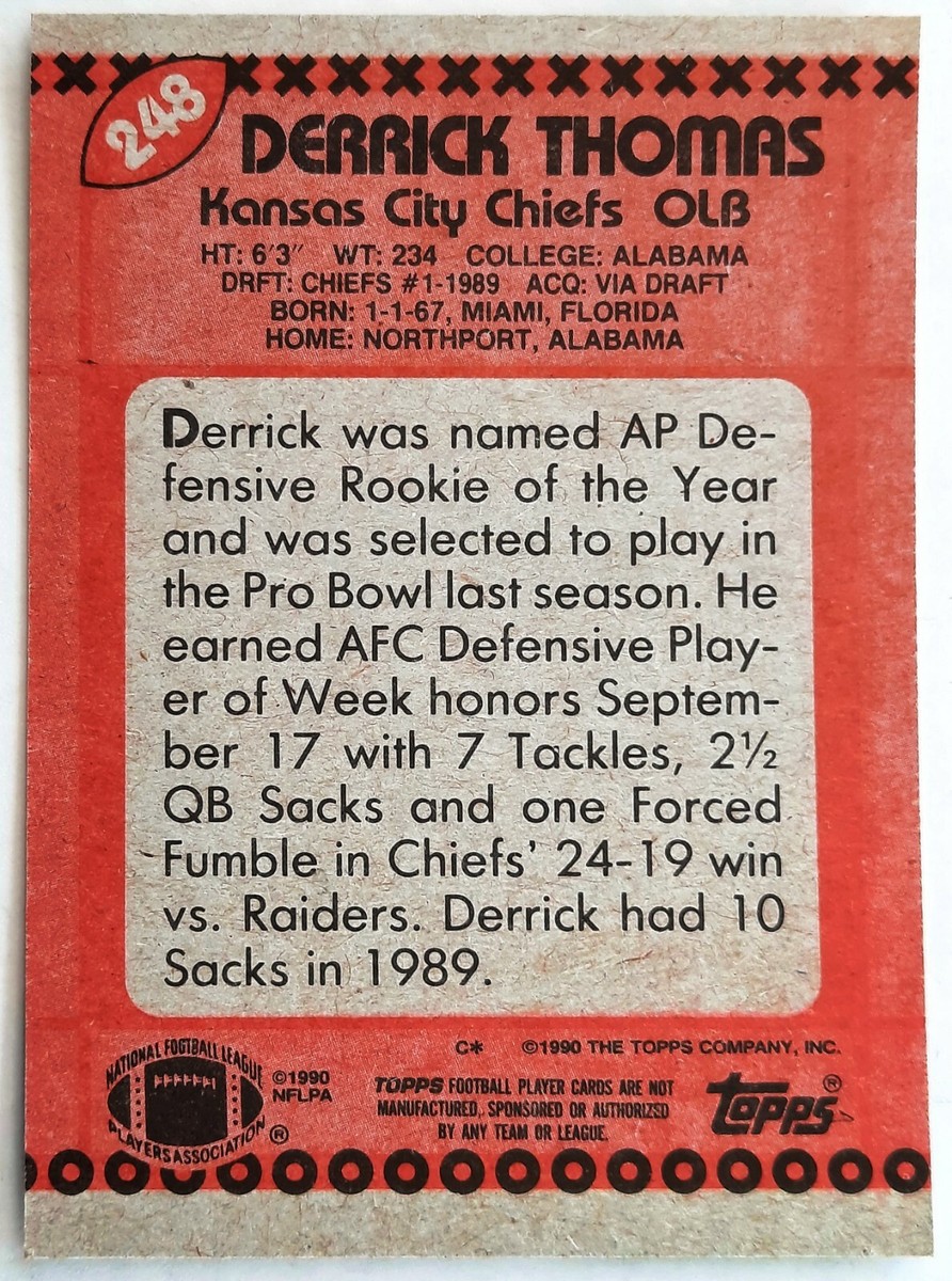 リッキートム Derrick Thomas 1990 Topps Super Rookie #248 - Kansas City