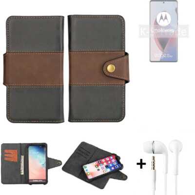 Wallet Case für Motorola Edge 30 Ultra + headset Schutz Hülle + Handy Tasche B