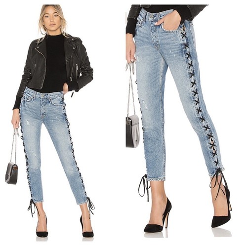 GRLFRND Karolina Side Lace-up Skinny Jeans Hight Waist in Imperial Wash 29 - Picture 9 of 10