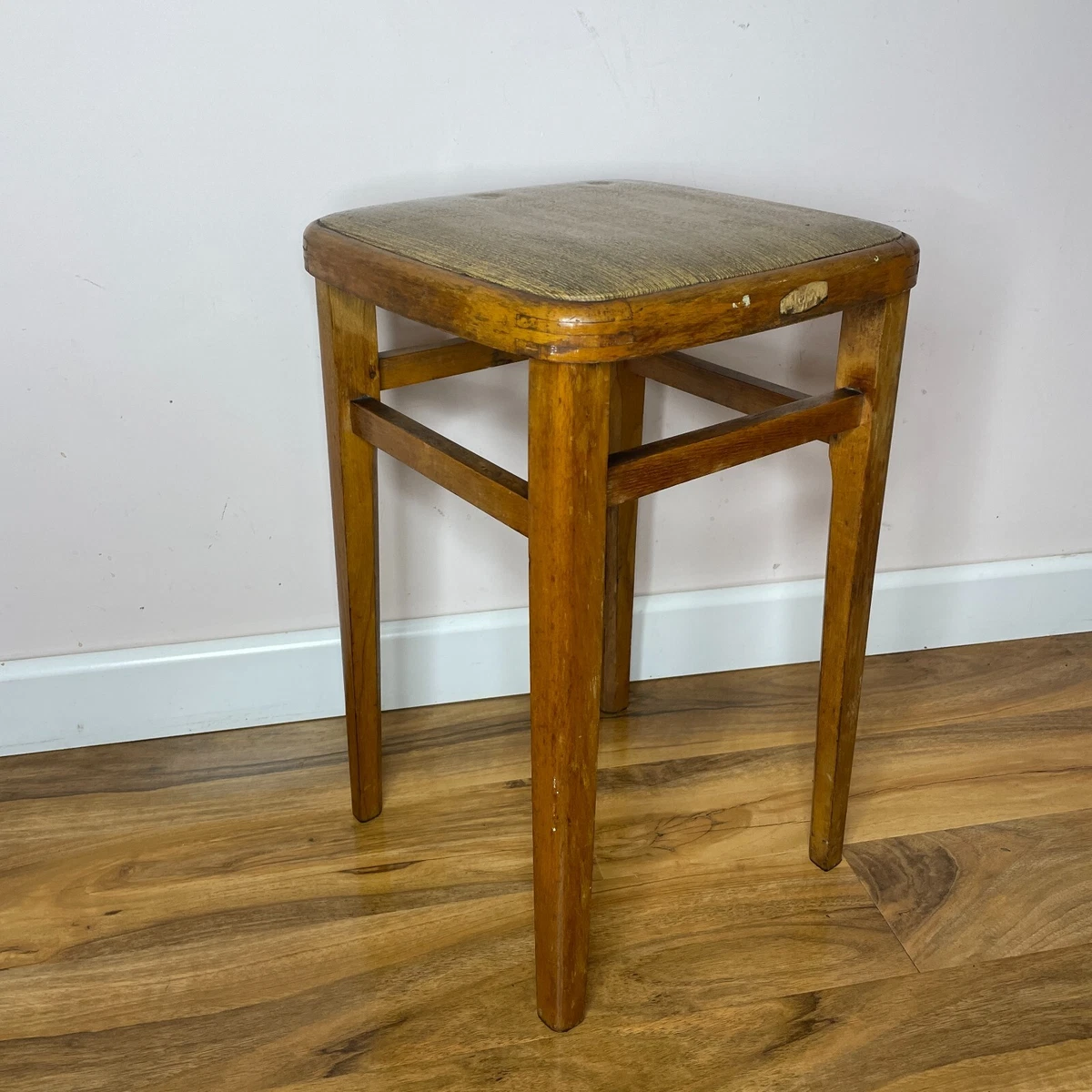 Mid century wood sale stool