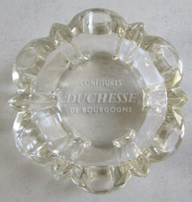 Cendrier publicitaire en verre transparent Confitures Duchesse de Bourgogne