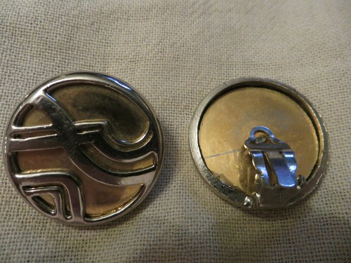 VINTAGE EXTRAVAGANTE GROSSE RUNDE OHRCLIPS GOLDFARBEN 3 cm