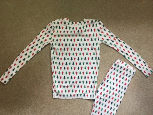 NWOT Gap 14 Kids L/S Christmas Tree White Red Green Pajamas PJs Organic Cotton - Picture 4 of 6