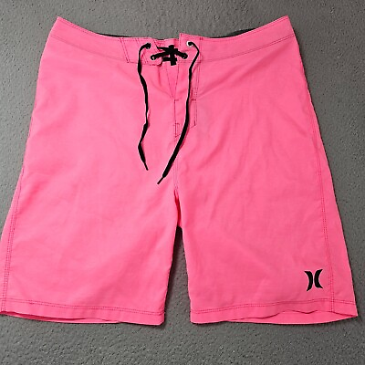 #ad Hurley Swim Trunks Mens 30 Hot Pink Volley Swimming Board Shorts Bathing Suit