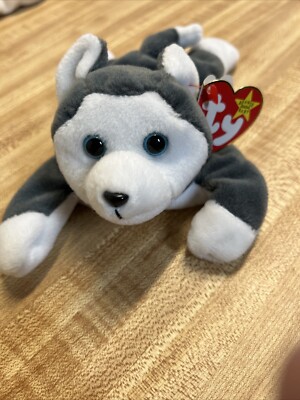 Rare TY Vintage Retired Beanie  NANOOK  blue Eyes Husky Dog 1996 With Tag Errors