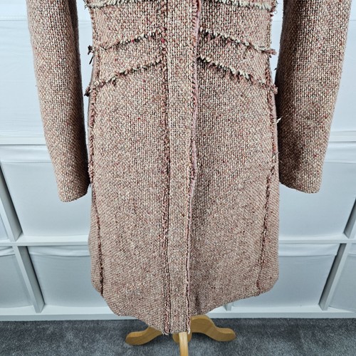 Max & Co Active Pink Long Line Coat Fits Size 10 Boucle Wool Blend Jacket Italy - Picture 3 of 16