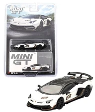 Mini GT 1:64 Lamborghini Aventador SVJ 63 Bianco Asopo Diecast Car MGT00842