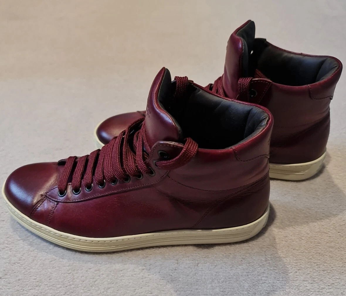 TOM FORD high top sneakers shoes burgundy leather womens 40