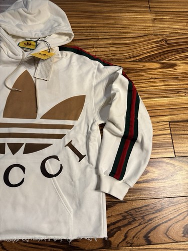 GUCCI X ADIDAS 722967 Sudadera con Capucha Grande 100% Algodón Color Marfil Talla: S - Imagen 10 de 20