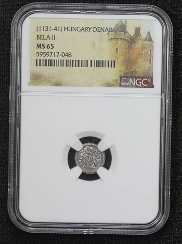 1131 - 1141 Hungary Silver Denar Bela II Bela the Blind NGC MS65 4I4I