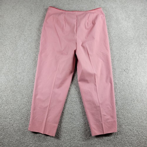 Talbots Womens Pants 12 Red White Gingham Italian Stretch Cropped Lined Side Zip - Picture 2 of 12
