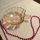 Anchor Hocking Oyster & Pearl Pink Handle Nappy Bowl Depression Glass pour Spout