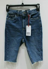 W23 BDG Urban Outfitters Womens Pine High Waist Skinny Cut Off Bike Shorts Denim
