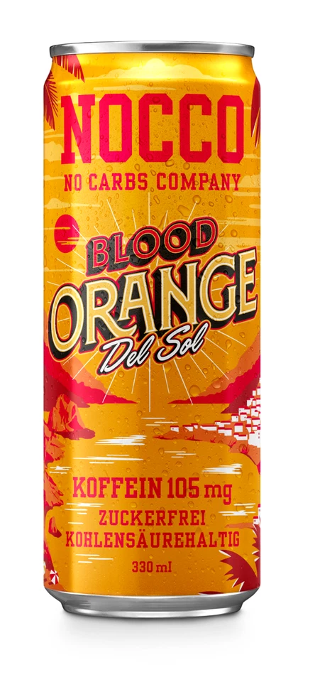 BUXTRADE 6 Dosen | NOCCO BCAA DRINK | Blood Orange Del Sol | Zuckerfrei | 105mg Koffein |