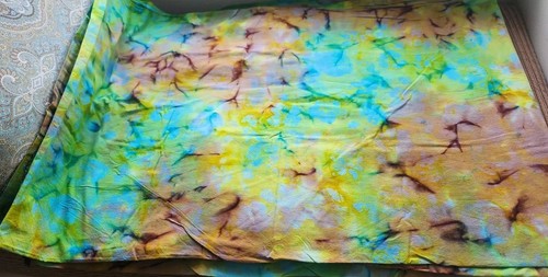 Batik Fabric Blue Green Pink Orange abstract tie dye Cotton BTHY 45" Wide - 第 1/5 張圖片