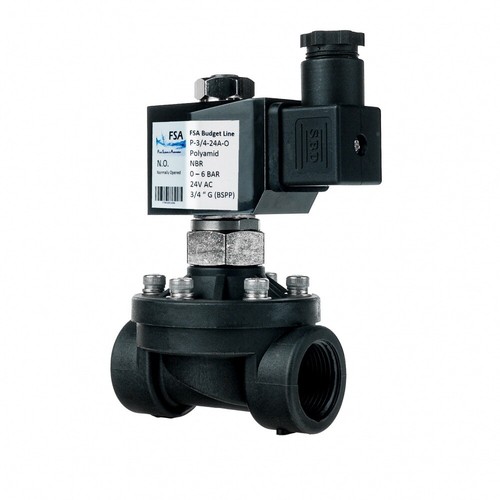 Válvula magnética FSA plástico PA6 3/4" 24V AC 0-6 bar NBR sin corriente abierta - Imagen 3 de 7