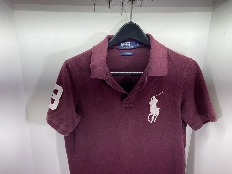 Рубашка поло Polo Ralph Lauren женская размер M темно-бордовая индивидуальная подгонка логотип Big Pony для гольфа - Изображение 4 из 4