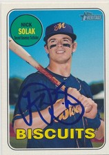 Nick Solak Signed 2018 Topps Heritage Minors Baseball Card #66 Biscuts