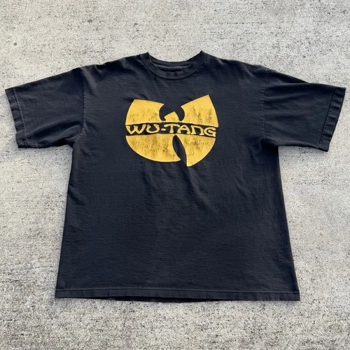 90s Wu Tang Clan Logo T-Shirt Black Faded Rap Tee XL 1990s vintage concert t-shirt, vintage, size XL, single stitch, B+ condition