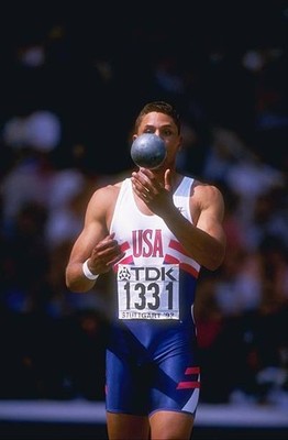 Dan O'Brien USA competes in the shot put at the decathlon events  1993 Old Photo