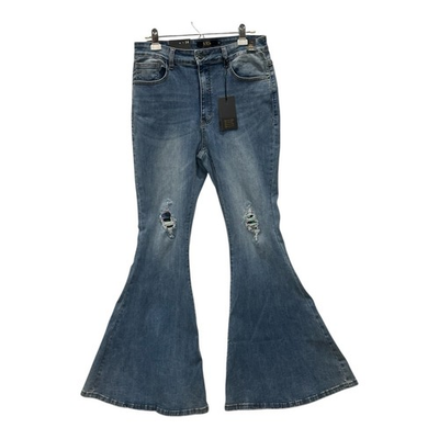 #ad Lucky amp; Blessed Lamp;B Blue Jeans 14 High Rise Flare NWT Distressed Bell Bottom New $36.94