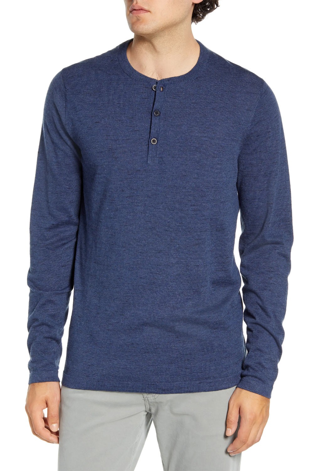 Мужской свитер Nordstrom с длинным рукавом Slub Henley большой темно-синий блейзер - NWT 69 6890₽