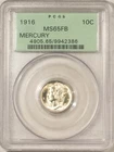 1916 MERCURY DIME - PCGS MS-65 FB, OLD GREEN HOLDER & PREMIUM QUALITY++