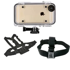Sports Waterproof Case for iPhone 6,6S, Adjustable Chest & Head Strap Mount