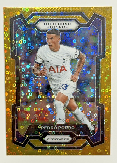 Pedro Porro Gold Prizm SP #ed /10 SPAIN TOTTENHAM 2023-24