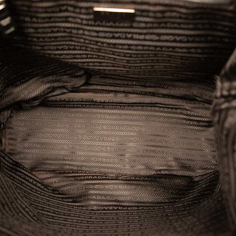 Prada Canvas Leather Shoulder Tote Bag Brown Beige Blue Women Used Authentic thumbnail 6