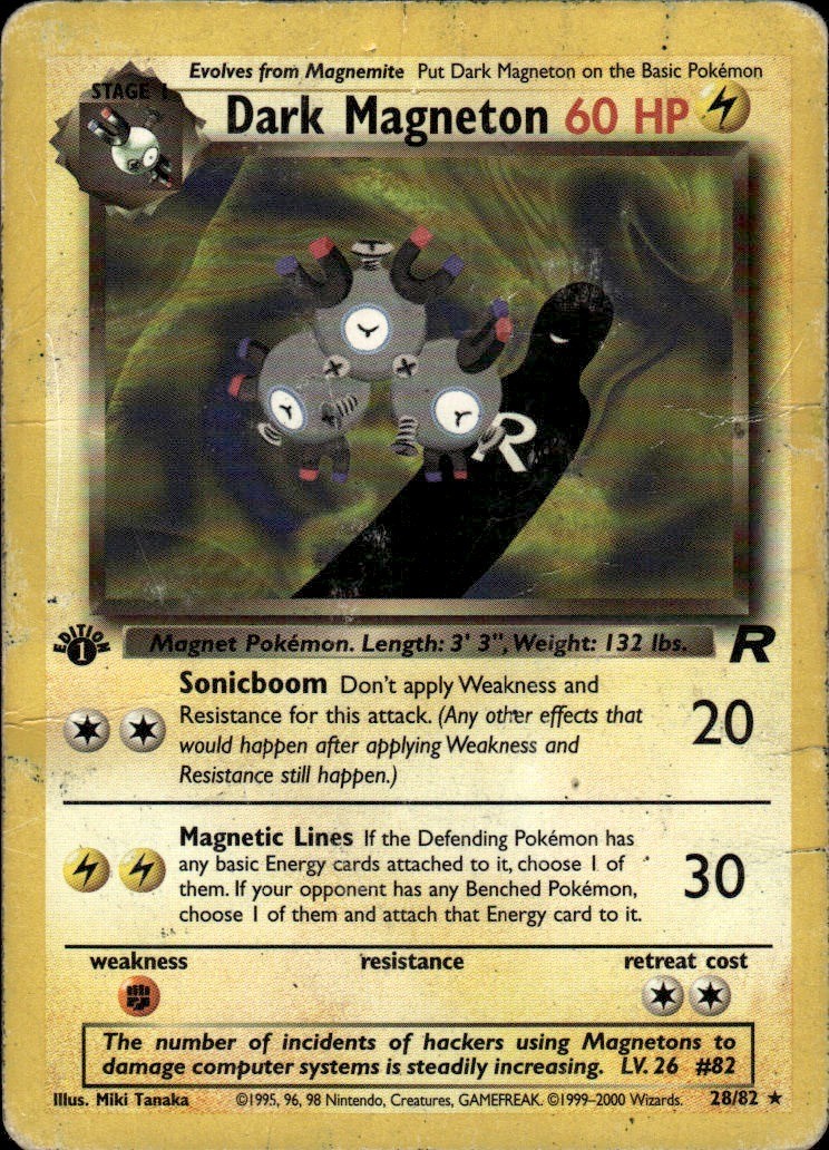 Dark Magneton 28 Rare Team Rocket 28/82 Lightning 1st Edition Pokemon Card