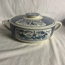 Vintage Royal China Currier & Ives Transferward Serving Dish Bowl Lid Casserole