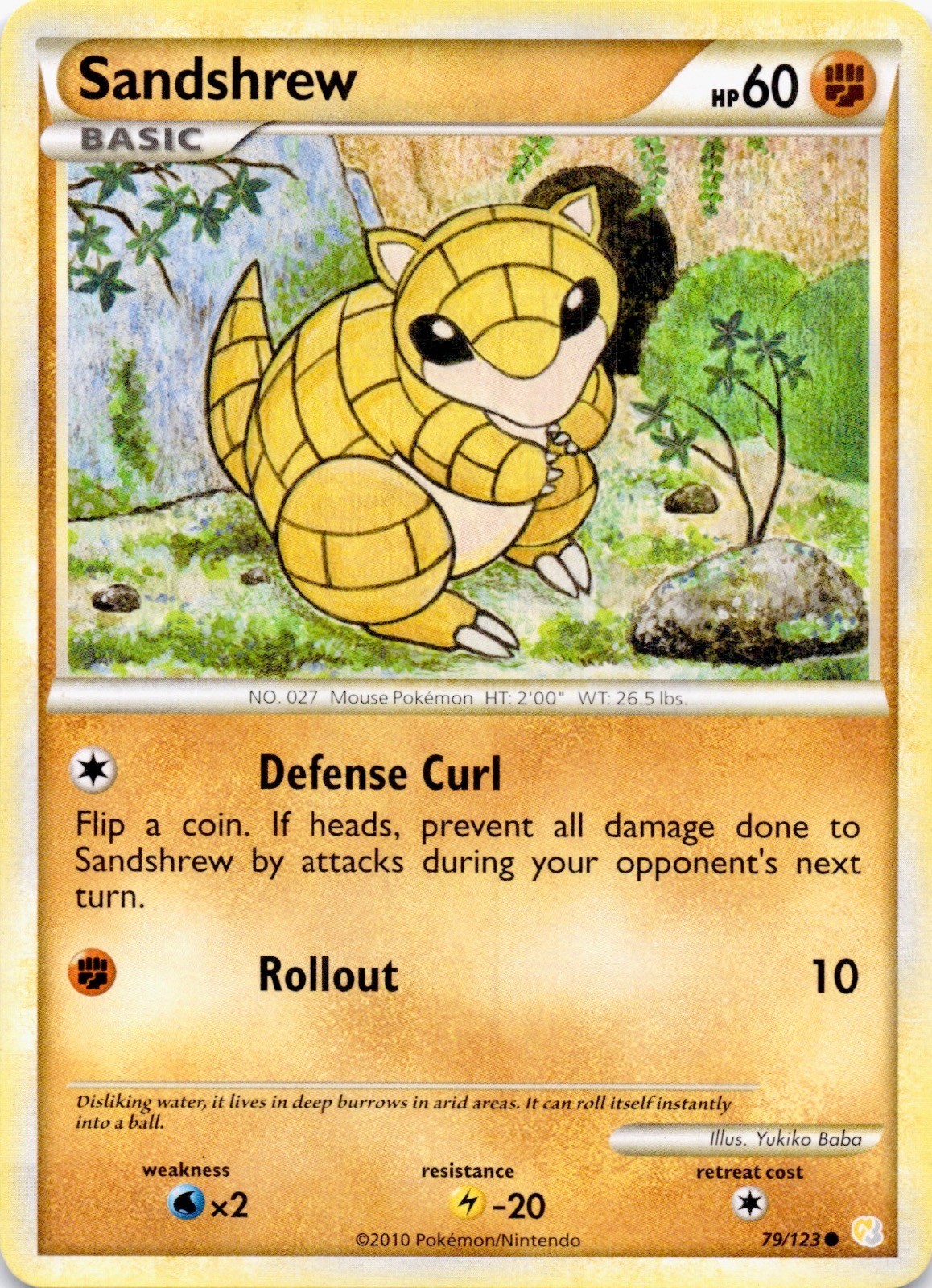 Sandshrew 79/123 Common HeartGold & SoulSilver Pokemon Lightly Played