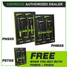 GRIPEDGE PHM8S PHS9S  SAE + Metric HEX T-Handle Driver Set + PST8S RPT Star Set