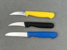 Wusthof Knife Lot of 3 Paring Peeling 4036 Solingen Germany Yellow Blue Handles
