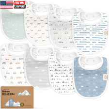 8-Pack Organic Baby Bibs for Boys, Girls - Soft Cotton Drooling and Teething Bib